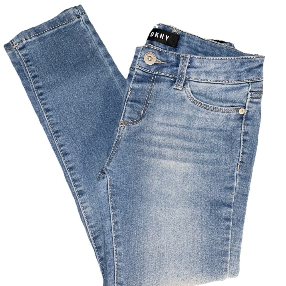 DKNY Girls Sz 12 Stretch Denim Skinny Leg CAPRI Jeans Donna Karen NY Summer